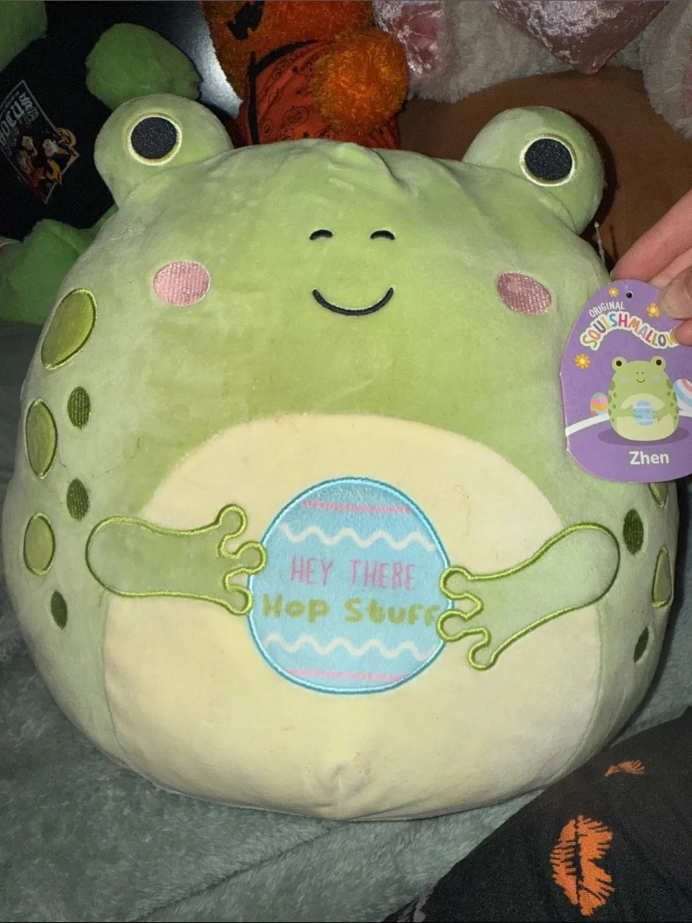 Squishmallows Green Frog Zhen Plush - Light Green, Cream, Pink, Blue Accent